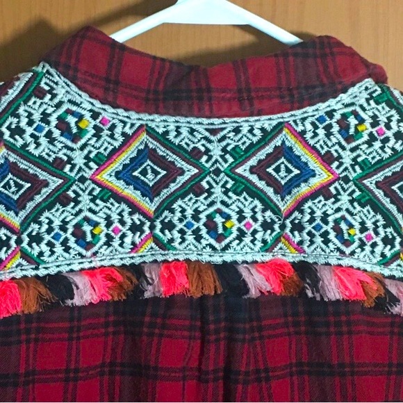 Anthropologie Holding Horses Plaid Flannel Womens Small Button Shirt Boho - Picture 5 of 6